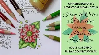 How to Color A Poinsettia Using A Photo for Inspiration  | Johanna Basford Advent Calendar - Day 13