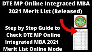 DTE MP Online Integrated MBA 2021 Merit List (Released) - How to Check DTE MP MBA 2021 Merit List