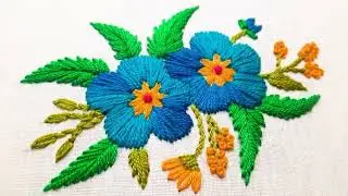 Hand embroidery very beautiful flower design for cushion cover