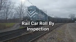 Hopper Car Roll By Inspection as Train Leaves the Harbor