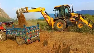 JCB 3dx Machines Loading Mud in TATA Dump Trucks Tippers together working with JCB 3dx Xpert