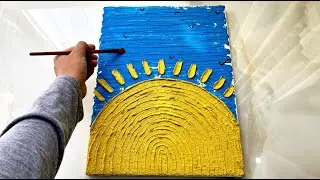 Easy acrylic painting tutorial/decorative painting of a sun with embossed texture