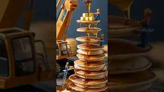 Mega Pancake Construction: Tiny Workers Build a Syrupy Masterpiece!#MiniatureConstruction #FoodArt