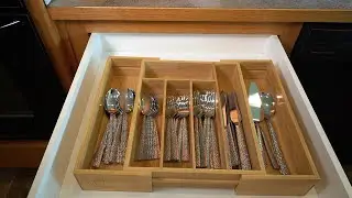 Expandable Bamboo Wood Cutlery Tray Drawer Utensil Organizer for silverware