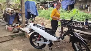 Young Girl Repair & Restore Entire YAMAHA Sirius 110cc Bike Frame &ndash;Amazing Girl Mechanic Skill#viral