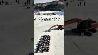 New snow play, excavator becomes fun amusement project