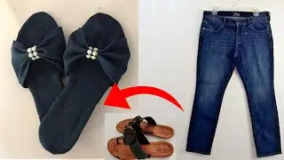 Handmade Sandals For Women | How to make slippers using old jeans | DIY Flip-flop Making Tutorial-3
