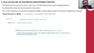 AMORTİSMAN HESAPLAMA Y&Ouml;NTEMLERİ / AZALAN KALANLAR &Uuml;ZERİNDEN AMORTİSMAN Y&Ouml;NTEMİ