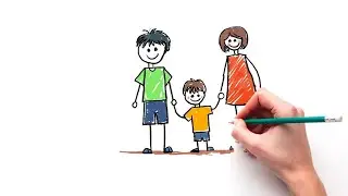 How to Draw a Happy Family  | Easy Drawing for Kids
