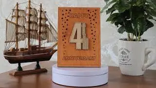 4th Anniversary Wooden Card | Gift Ideas for 4 Year, fourth, Four Years, Linen Wedding Anniversary