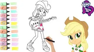 MLP Equestria Girls Rainbow Rocks Applejack Coloring Page | Coloring video for kids #painting #mlpeg