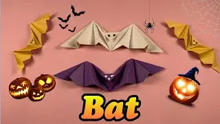 How to make paper bat for halloween | Origami flapping bat in 3 minutes