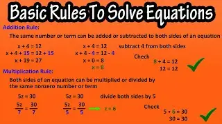 Basic Rules To Solve Equations - Addition Rule And Multiplication Rule  How To Solve for Equations