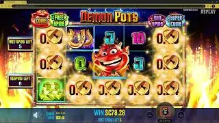 Winning $130 on Demon Pots slot game with a $0.40 spin!