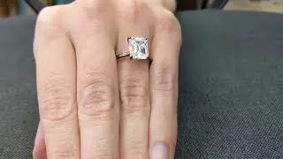 3CT Radiant Cut Engagement Ring, 14K Solid Black Gold Moissanite Ring Hidden Halo Unique Women Ring