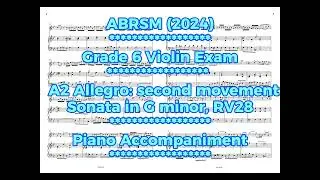 ABRSM Grade 6 Violin Exam (2024) A2 Allegro piano part  英国皇家小提琴6级 钢琴伴奏