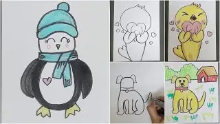 Drawing a Penguin, Dog & Mermaid | Step by Step Drawing Guide