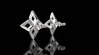 Modern Geometric 925 Sterling Silver Stud Earrings with White Stone