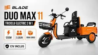 Triciclu electric 2 in 1 BLADE DUO MAX 11 | 2 locuri + bena cargo, CIV inclus