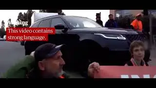 Girl in Range Rover runs over protesters  London UK (MUST WATCH)