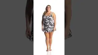 Penbrooke Plus Size White Snow Ruffle Bottom Swimdress | SwimOutlet.com