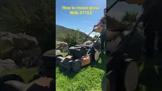Mowing grass with style!! #grass #shorts #how #gardening #green #mowinggrass #gardendesign #cyprus
