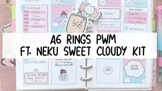 A6 Rings Plan With Me | FT. Neku Sweet Cloudy Planner Sticker Weekly Mini Kit