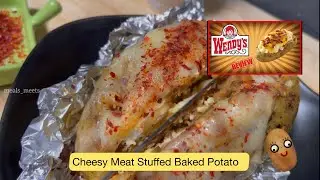 Cheesy Meat Stuffed Baked Potato | Loaded Potatoes | Wendy&rsquo;s Inspired