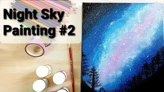 Magical Night Sky Painting #2| Simple | Acrylic | Canvas Ideas