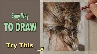Pastel Pencil Tutorial... How to Draw REALISTIC Blonde PLIATED HAIR Study. With Real-time Footage.