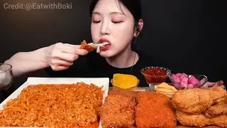 Mukbang spicy buldak noodle crunchy fried cheese & chicken big bites asmr compilation voll 26