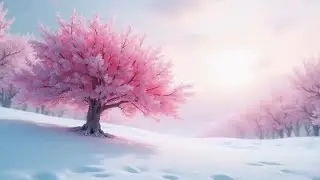 Pink Winter Blossom Ambience 🌸❄️ Soft Piano Jazz in a Snowy Dreamscape