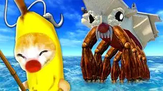 Banana Cat vs Giant HUNGRY WORM in the Ocean!!!🎣🐱 Baby Banana Cat Compilation | Cat Crying MEME 😿