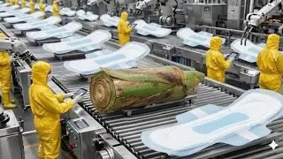 Inside The Largest Modern Banana Stem Factory & Sanitary Pad Production Process (Full Process)