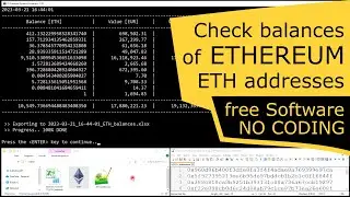 Check Ethereum ETH addresses balances - No coding - FREE software