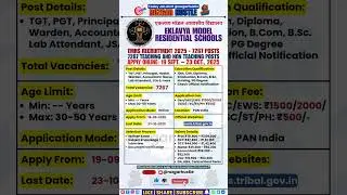 EMRS Recruitment 2025 &ndash; Apply Online for 7,267 Teaching & Non-Teaching Posts #shorts #job #govtjobs