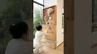 Compact entryway shoe cabinet with pegboard.#feedshorts #shortvideo