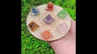 7 Chakra Orgone Pyramid Set on Metatron Board | Crystal Energy Healing Tool #chakrahealing #crystals