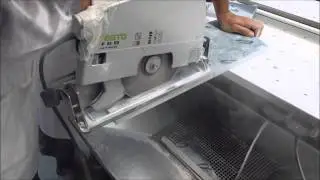 Schneiden von helopal Gu&szlig;marmor mit Handkreiss&auml;ge