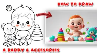 How to Draw a Baby and Baby Accessories for kids | easy drawing