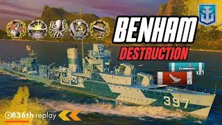 Rampage of Destruction: 5 Kills with BENHAM Destroyer World of Warships #wows #worldofwarships