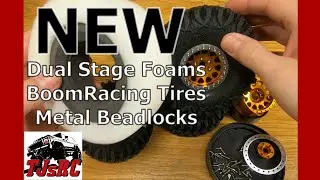 Installing new Boom Racing HUSTLER M/T Xtreme 1.9 MC2 Rock Crawling Tires on new metal beadlocks