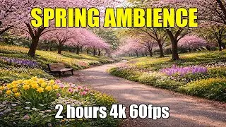 Spring Season Sakura (Cherry Blossom) Ambience Background - 4k 60fps 2Hours