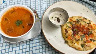 tasty and healthy tomato soup and Rava uttapam or mungfali ki chatni