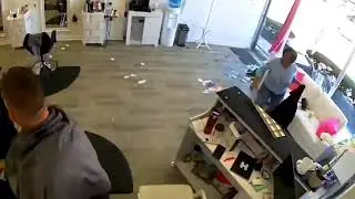 Deer crashing into hair salon with Everyday I Love You playing in the back