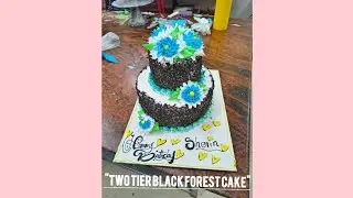 Blue Flower Black Forest Cake (நீல நிற பூக்கள் வைத்த பிளாக் ஃபாரஸ்ட் கேக்கிற்கு) 