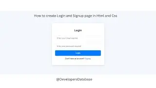 How to create Login and Signup Page using Html and Css