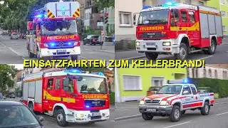 Einsatzfahrten zum Kellerbrand [Löschzug Freiwillige Feuerwehr Bruchsal & Pickup DRK OV Bruchsal]