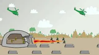 machine-gun soldiers and helicopters defended bunkers against German fire-gun soldiers