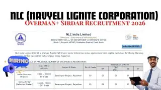 NLC India Limited Recruitment 2026 | Junior Overman & Mining Sirdar Vacancy 